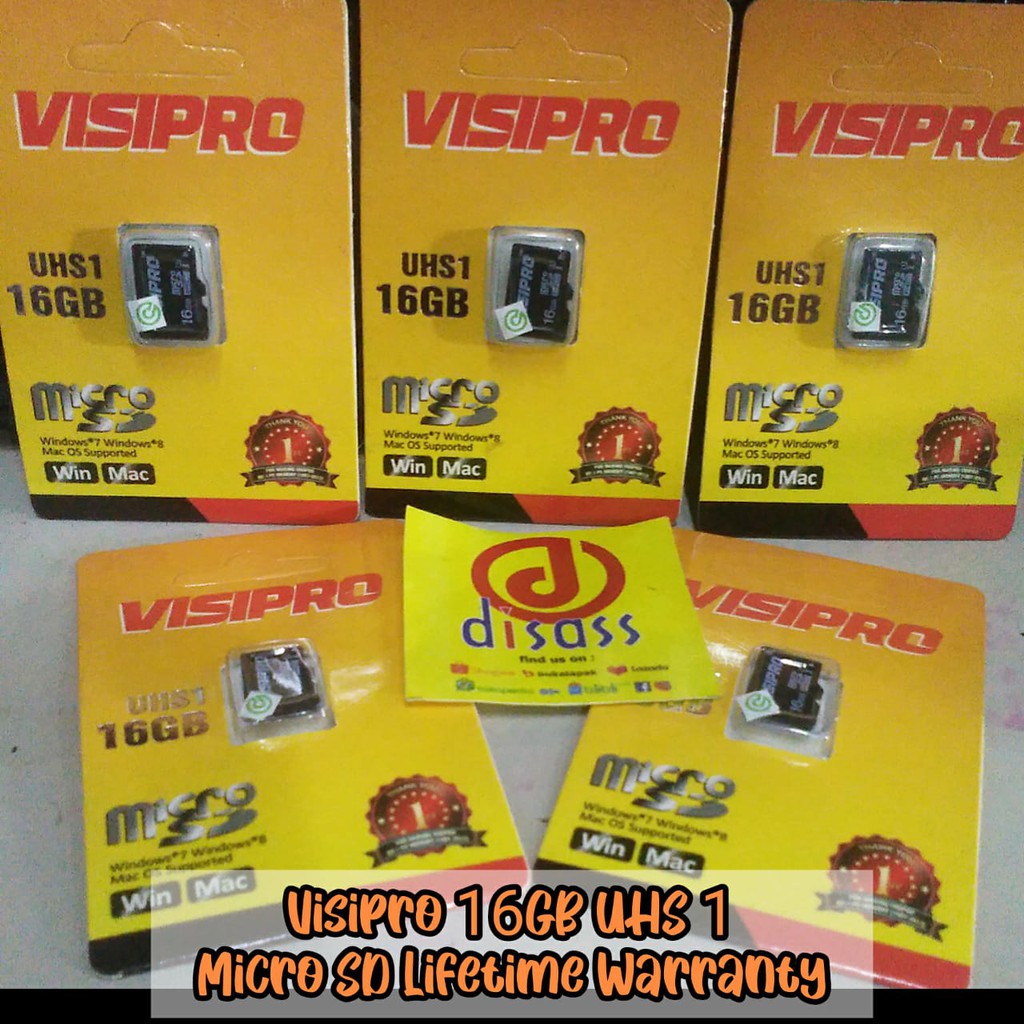 MicroSD Visipro 16GB Class10 Garansi LIFETIME MEMORI HP KARTU MEMORY - DISASS JOGJA