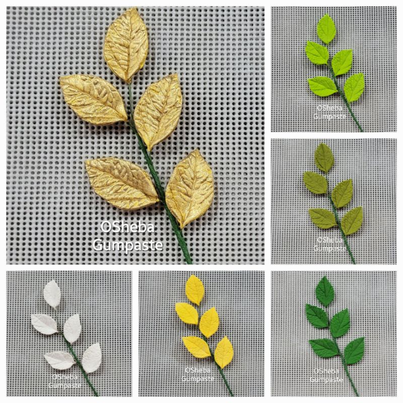 

[osheba] gumpaste daun rangkai berkawat DHS - 35 kecil