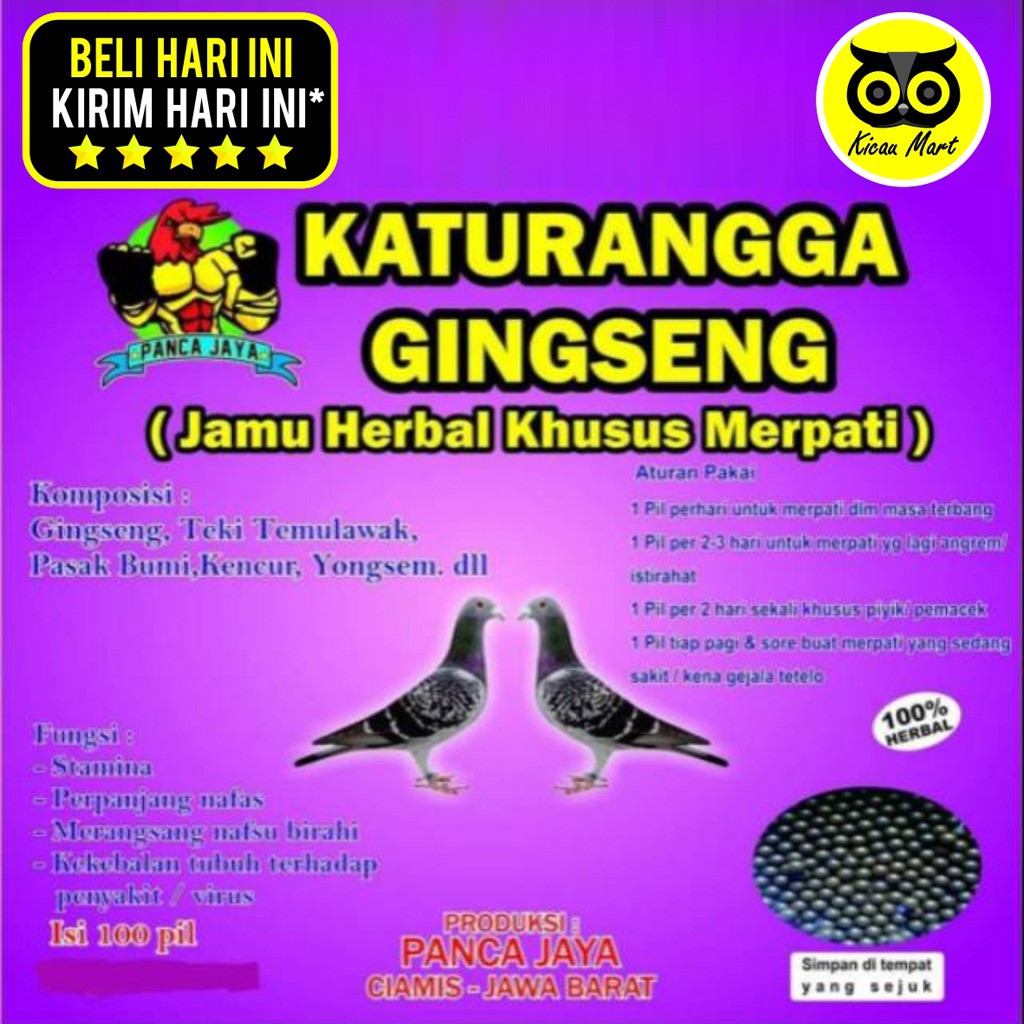 KATURANGGA GINGSENG PANCA JAYA PIL MERPATI JAMU HERBAL MERPATI BALAP DARA KOLONG DOPING MERPATI JMKTR