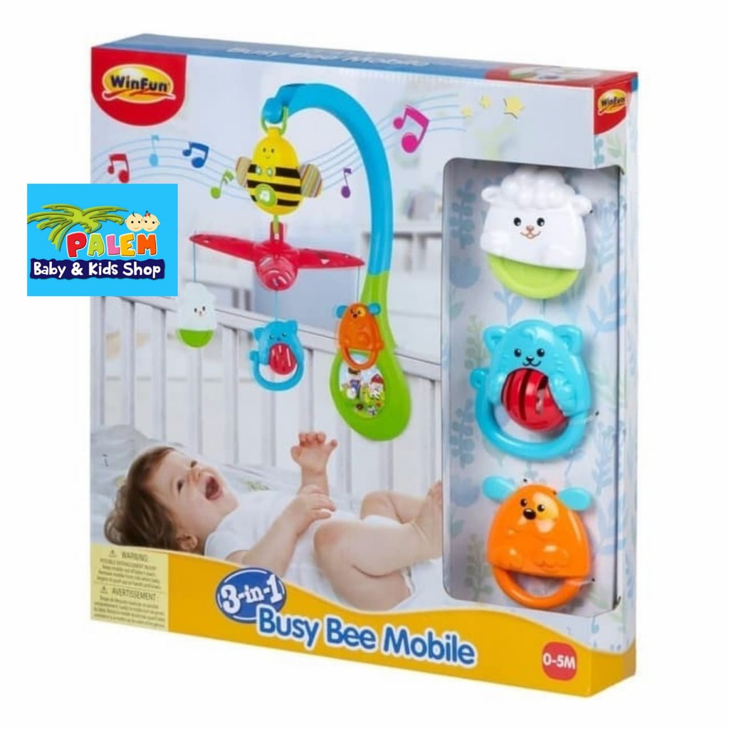 Winfun Mainan Baby Box 3in1 Busy Bee Mobile 0-5 Month 0856/mainan edukas anak