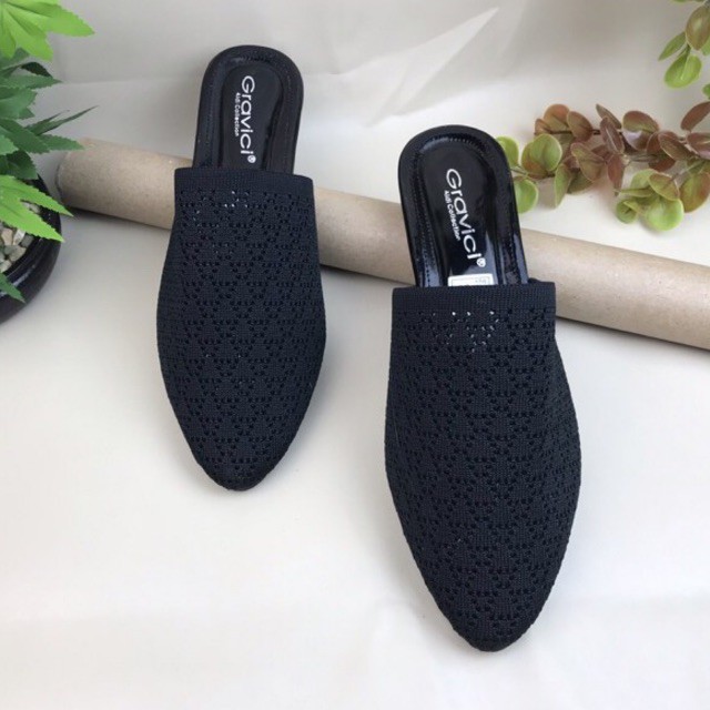 Sandal Hak Tahu Wanita Bahan Rajut Import SF-68 GRAVICI