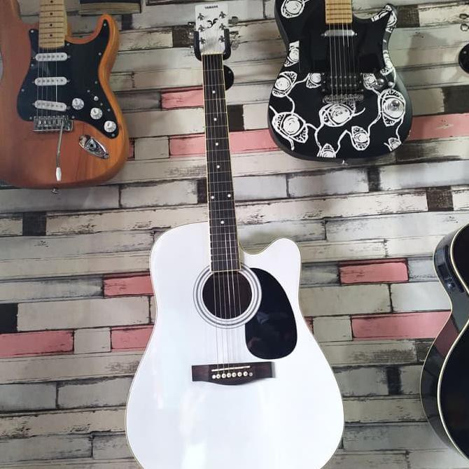 BISA COD Gitar Akustik Elektrik model yamaha Jumbo putih banyak bonusnya PROMOKode 3411