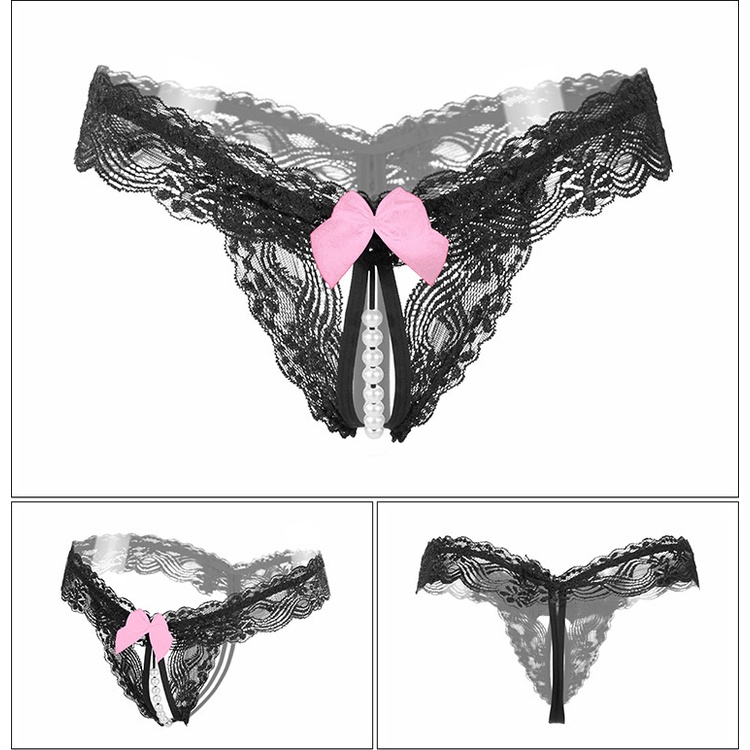 Celana Dalam Wanita Mutiara Seksi Crotchless transparan G String Lingerie C056