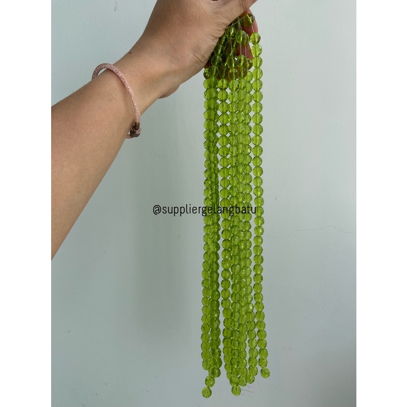 kristal bola dunia cutting 10mm lime green quartz kuarsa ceko bulat bahan kalung gelang kerajinan tangan craft manik crystal