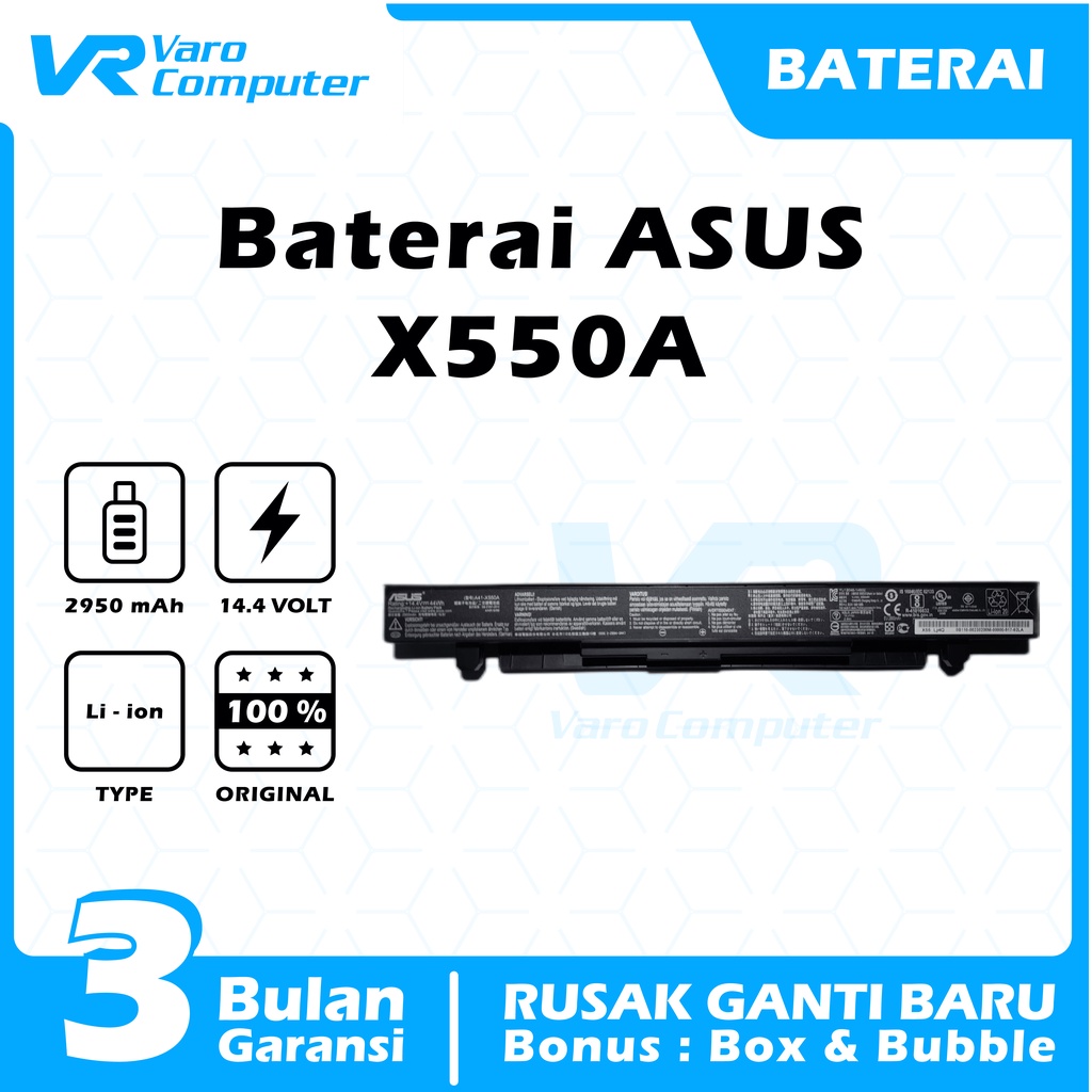 BATERAI LAPTOP ASUS X550A SN:A41-X550 ORIGINAL