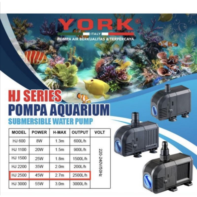 Pompa Celup Mini  Kecil Submersible 45 Watt York HJ-2500