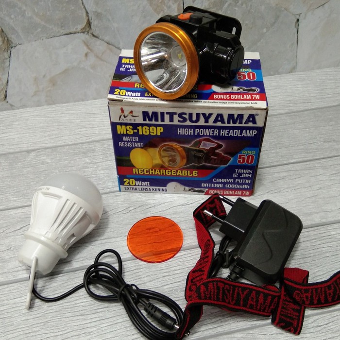 COD  senter kepala headlamp 20 watt mitsuyama ms-169p CAHAYA PUTIH