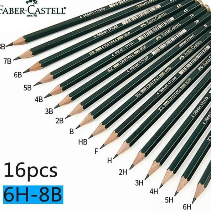 

PENSIL KAYU FABER CASTELL 6H 5H 4H 3H 2H H HB F B 2B 3B 4B 5B 6B 7B 8B TERPERCAYA