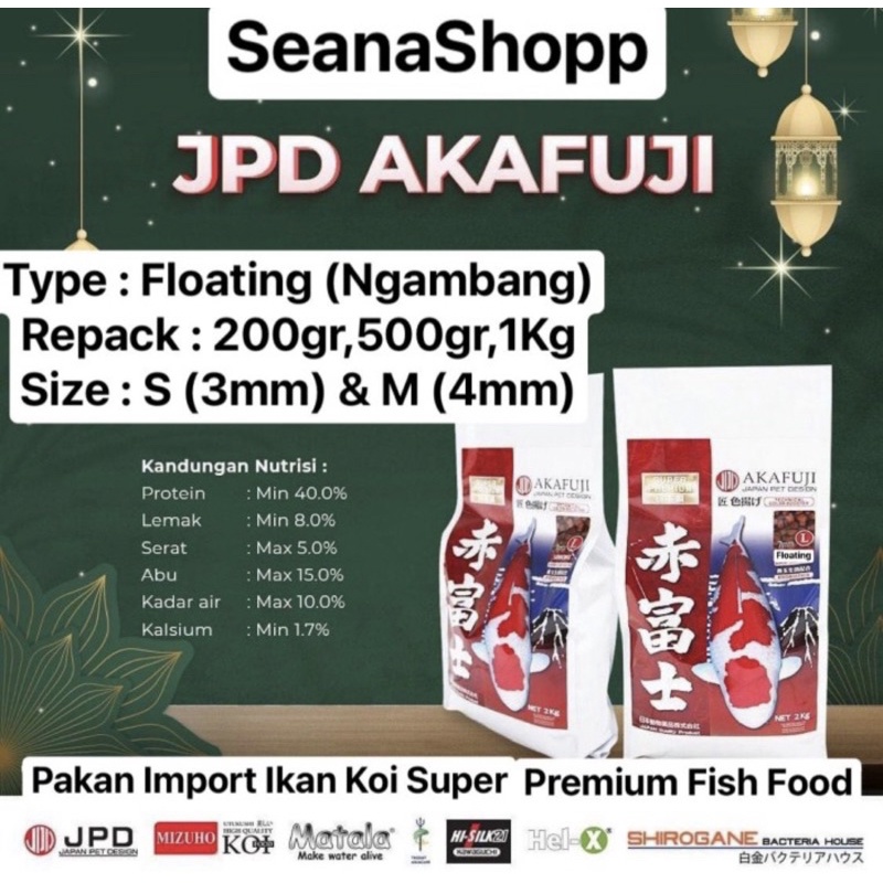 Pelet JPD AKAFUJI Floating Color Booster 1Kg Pakan Ikan Koi Import