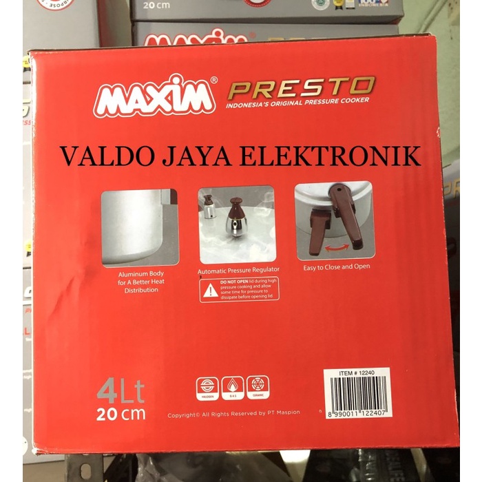 Maxim Presto 4 Liter 20Cm/Panci Cepat Matang Maxim Original _Art