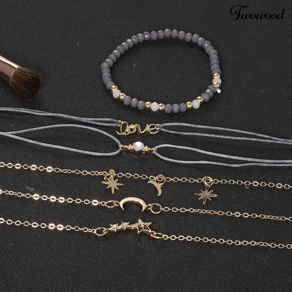 1 Set Gelang Bahan Alloy Tahan Korosi Untuk Wanita