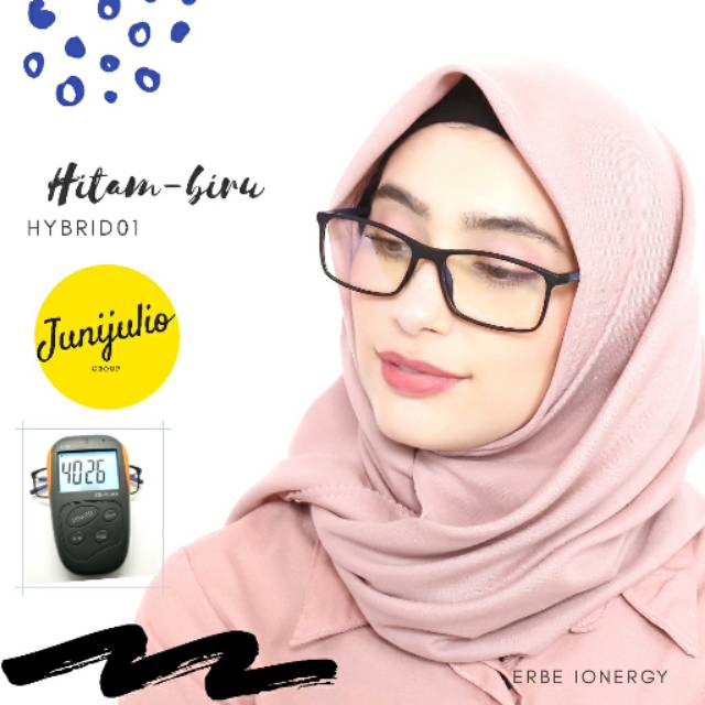 [TERBAIK] Kacamata ion ERBE Hybrid01 HY01 Triple Anti Radiasi Photochromic Nano Silver Tourmaline