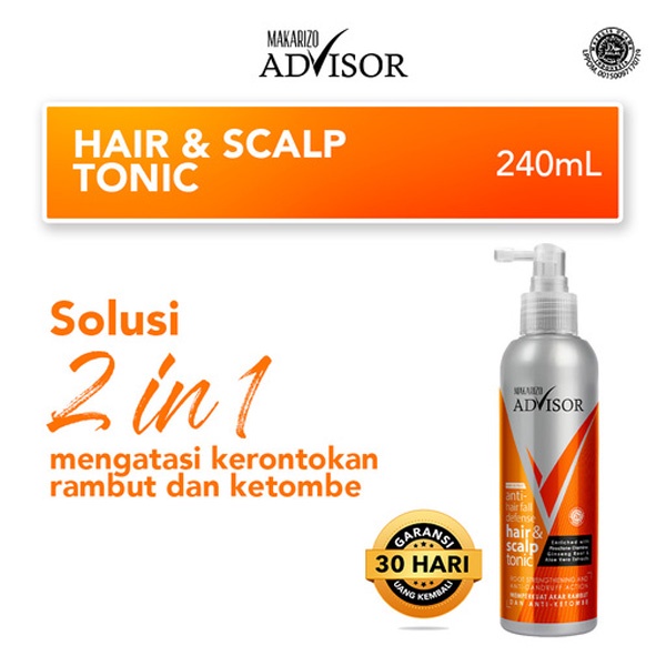 [240ML] Makarizo Advisor Hair &amp; Scalp Tonic 240mL / Menebalkan &amp; Perawatan Rambut Rontok Ketombe