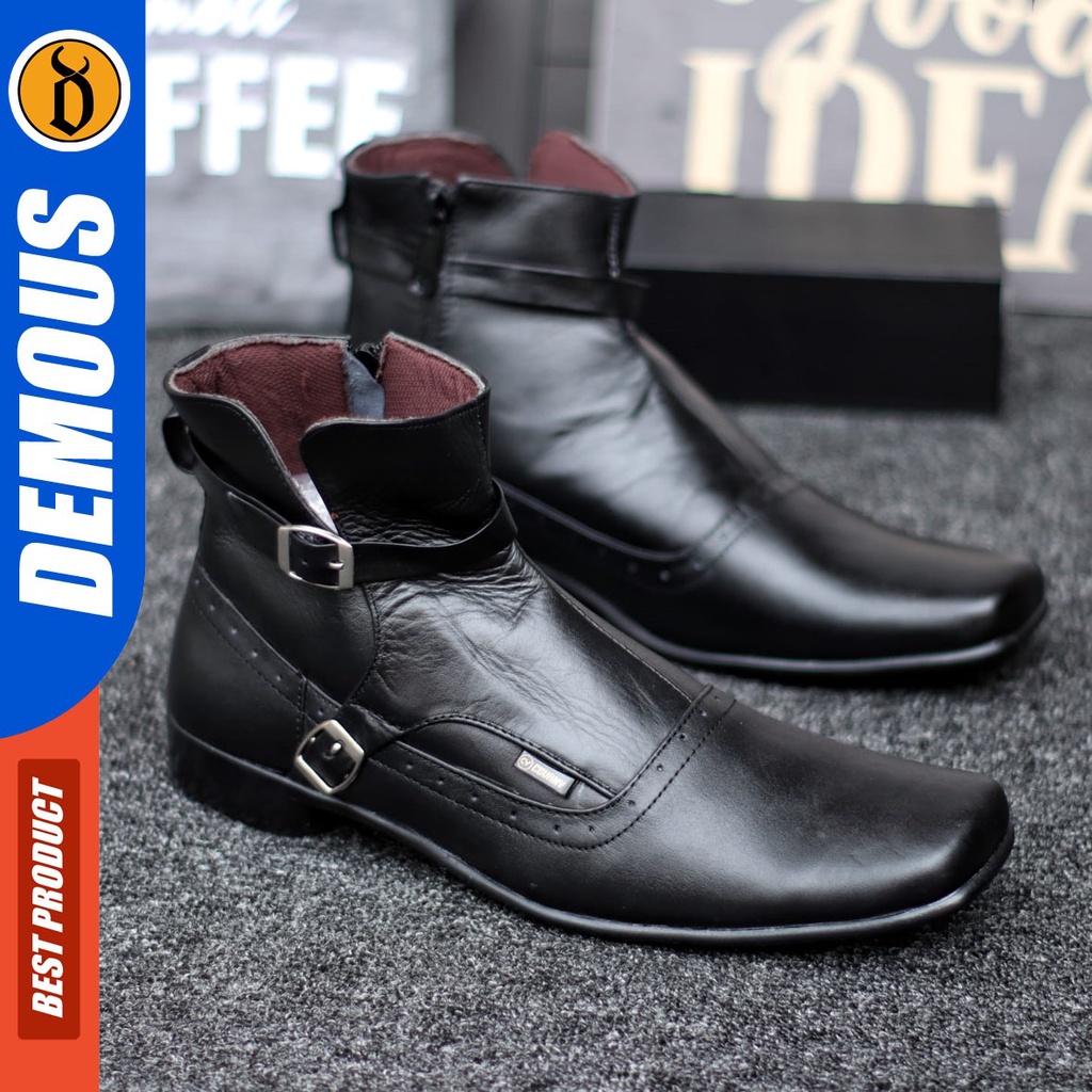 DEMOUS Cora - Sepatu Boot Pantofel Formal Kulit Asli Kerja Pria