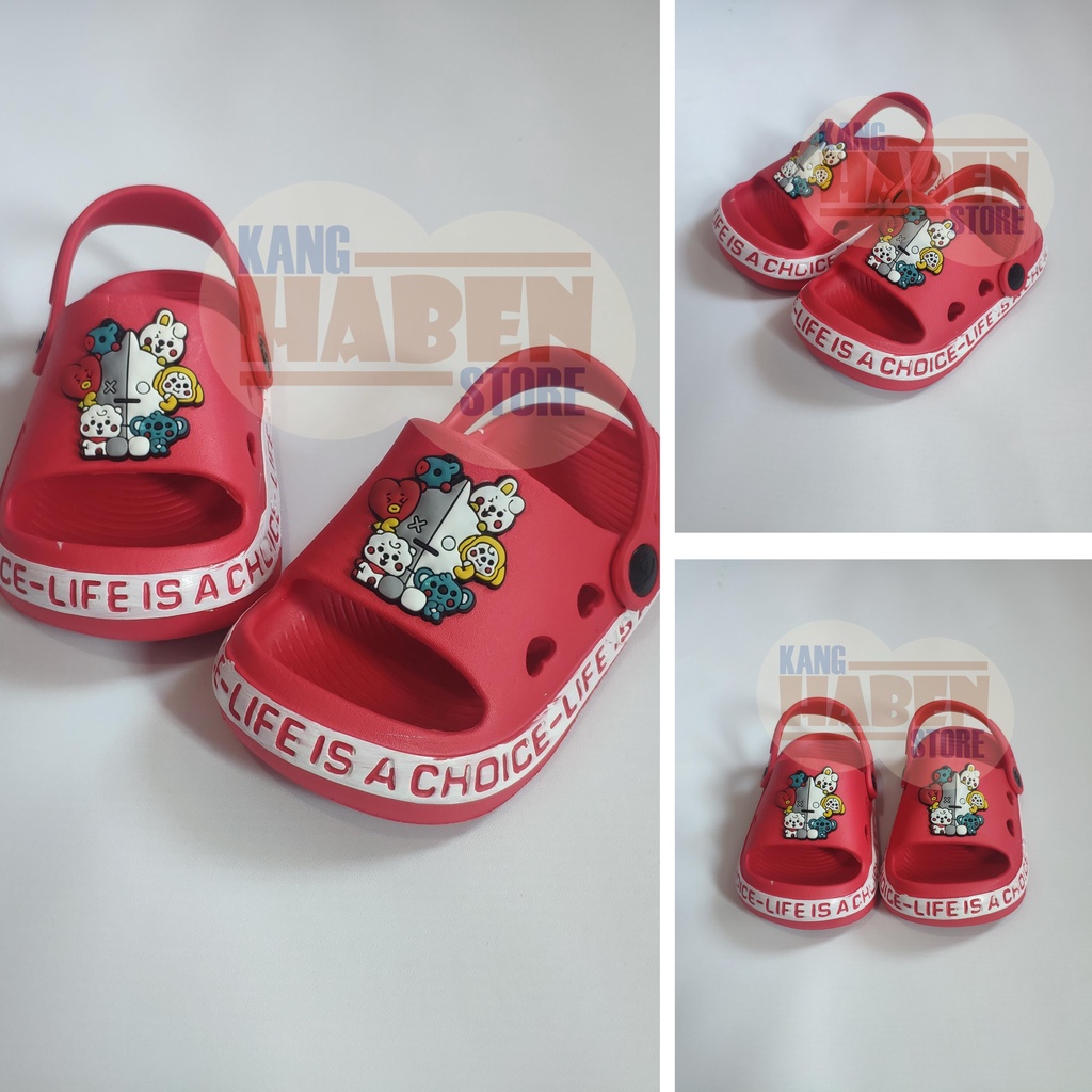 Sandal Anak Bayi Cewek Cowok Kararkter Kartun BT21 Sendal Ringan Belajar Jalan 383E 20-25