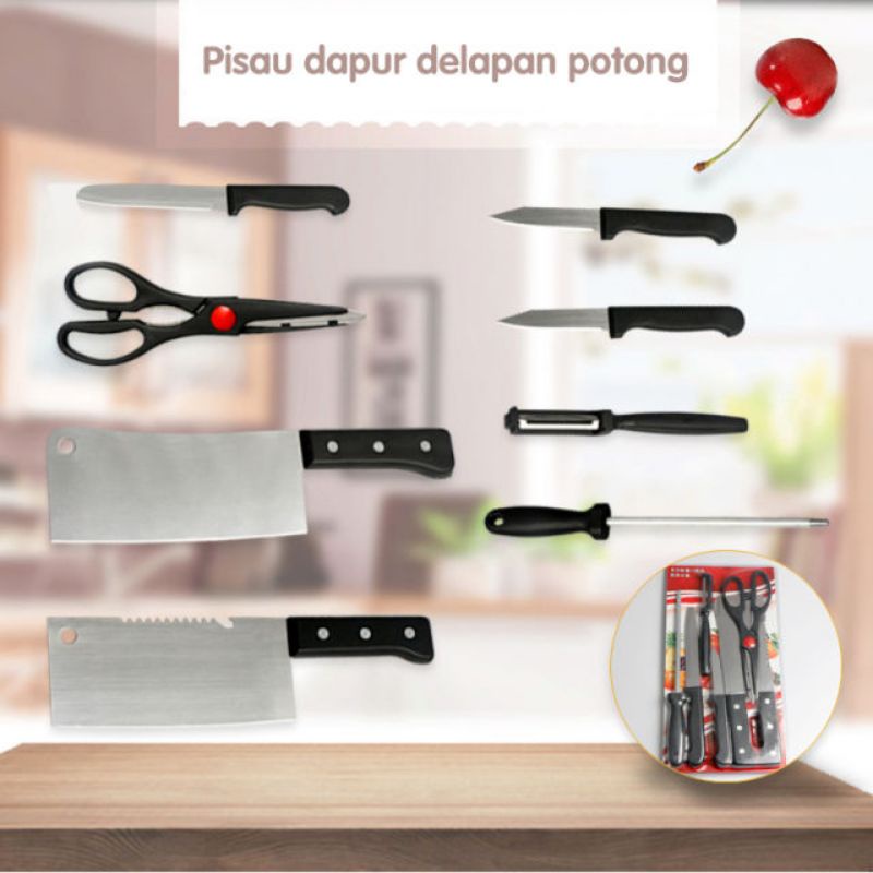 PISAU SET DAPUR 8PCS GUNTING PISAU PARUTAN