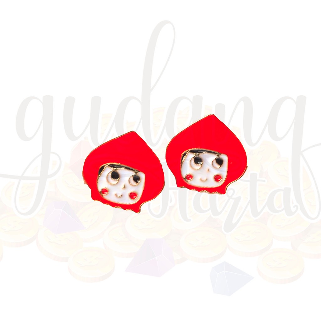 Anting Tusuk Kerudung Merah Red Riding Hood Wolves Foxes GH 203358