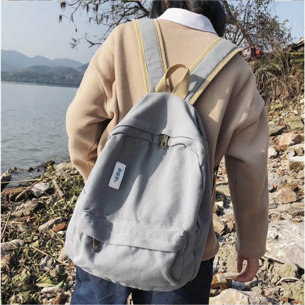 WYK47 Tas Ransel Multifungsi Backpack Modern Kanvas Simple Colour Murah Impor TKM