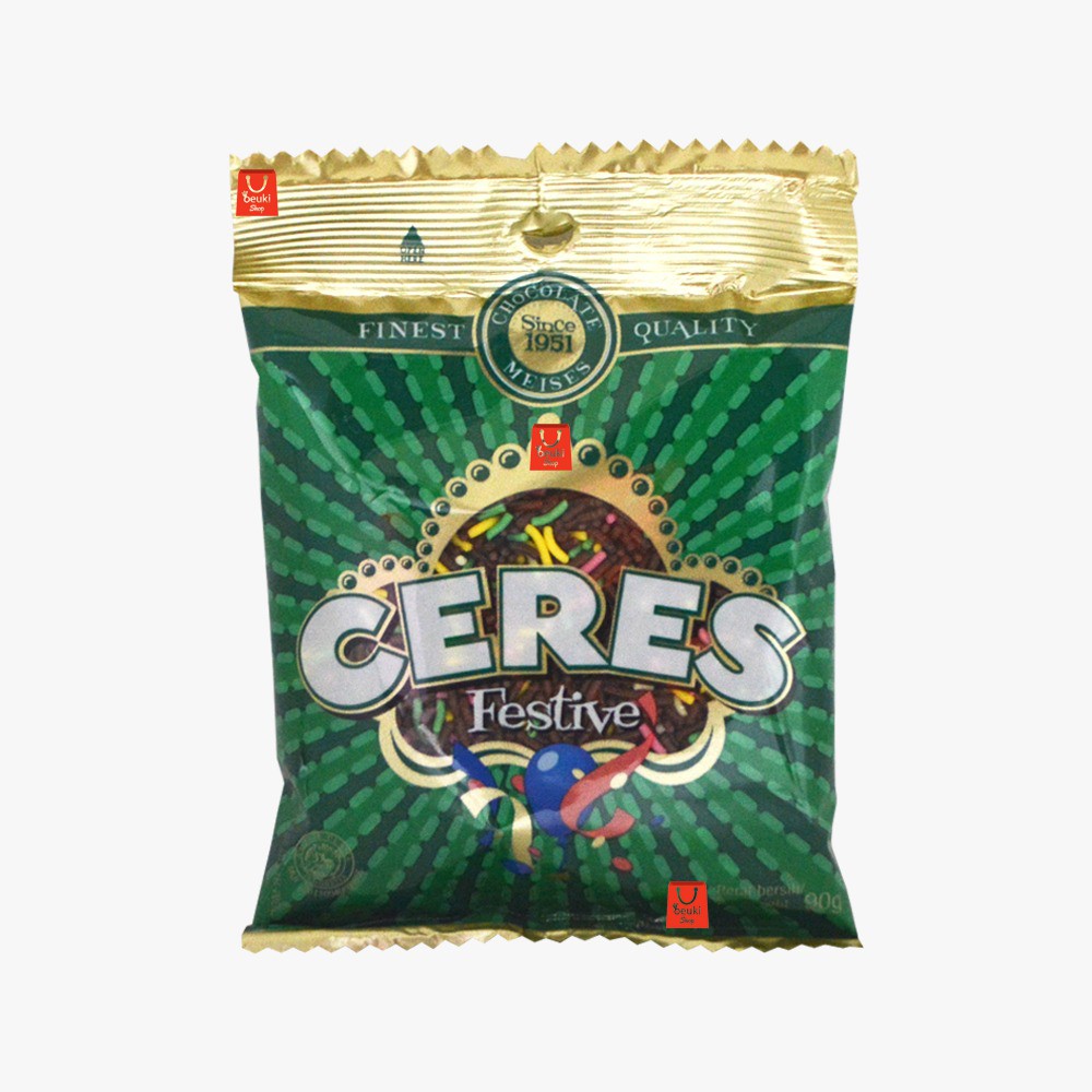 

Ceres Festive Chocolate Meses Tabur Rasa Coklat Warna Kemasan Pack - 90gr