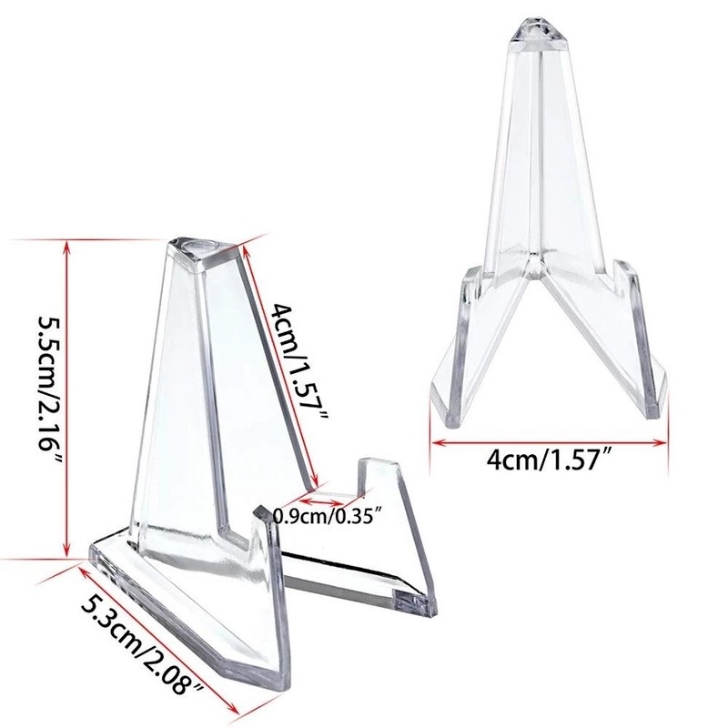 1Pc Pack Acrylic Badge Medal Commemorative Coin Display Shelves / Mini Clear Triangle Brackets