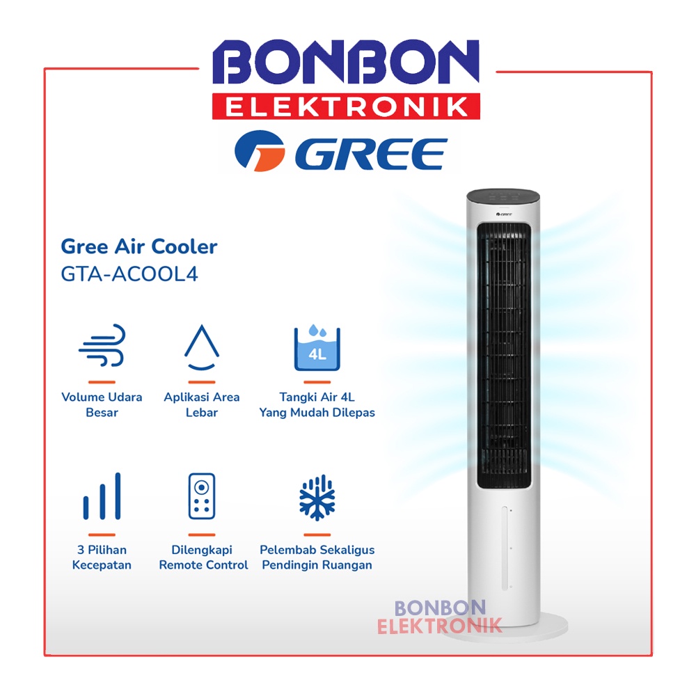 GREE Tower Air Cooler 4L GTA-ACOOL4 w/ Generator Anion 4 Liter