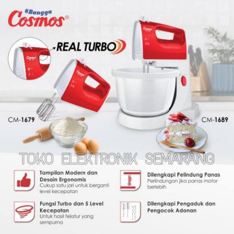 COSMOS STAND MIXER CM 1689 TURBO PENGADUK PENCAMPUR MANGKOK MANGKUK