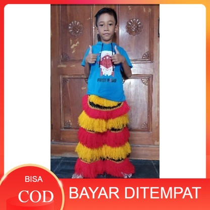celana barongan anak kecil TK SD warna pelangi merah kuning biru barongsai macanan reog Ponorogo - b
