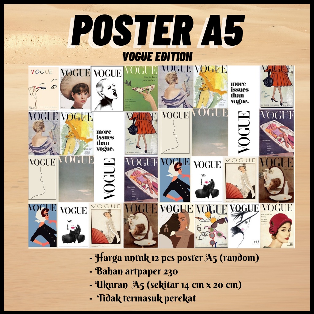 

POSTER VOGUE RETRO VINTAGE / 12pcs POSTER DINDING AESTHETIC RANDOM