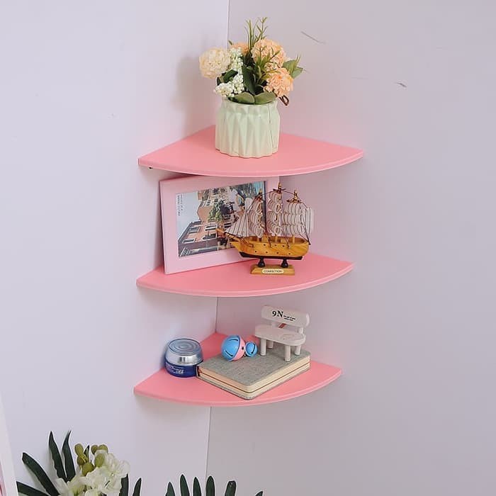 Rak sudut 3 susun Dekorasi dinding interior wall rack furnitur MEGAHOM