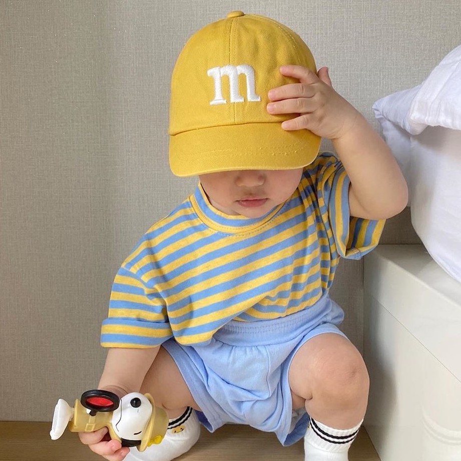 Topi Baseball Musim Panas Motif Tulisan Gaya Korea Untuk Anak Laki-Laki Dan Perempuan