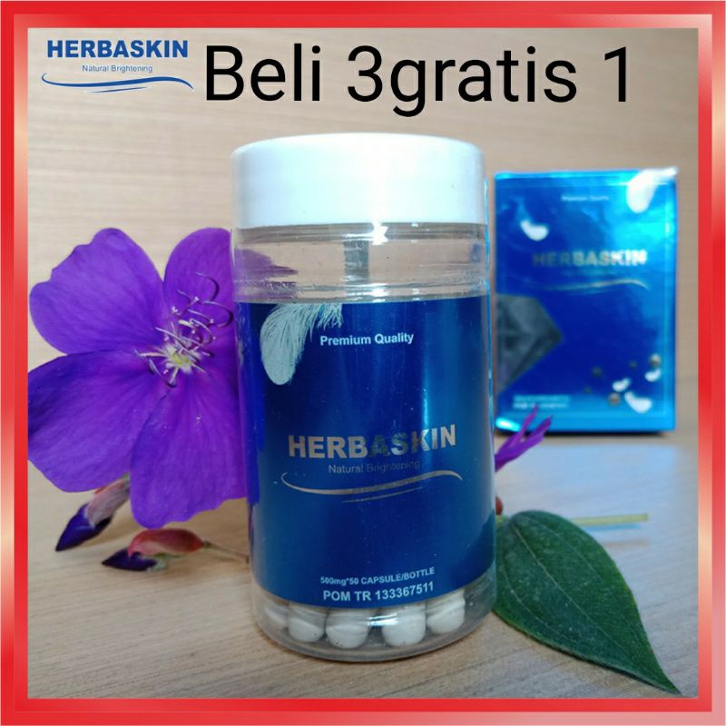 HERBASKIN Original 100% Suplemen Kecantikan Pemutih Badan (50 Kapsul) Asli BPOM