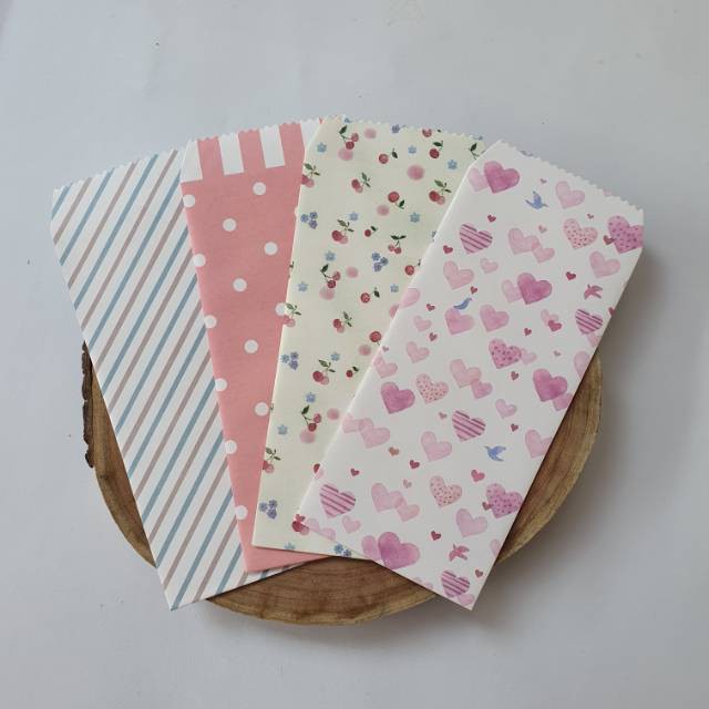 

[OWL] 1 Set Amplop isi 5 Motif Garis Polkadot Cute Love
