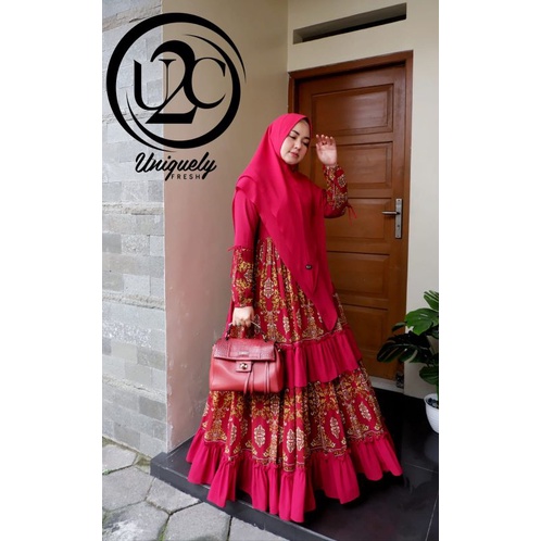 sultan syari premium gamis set khimar busui motif branded original u2c
