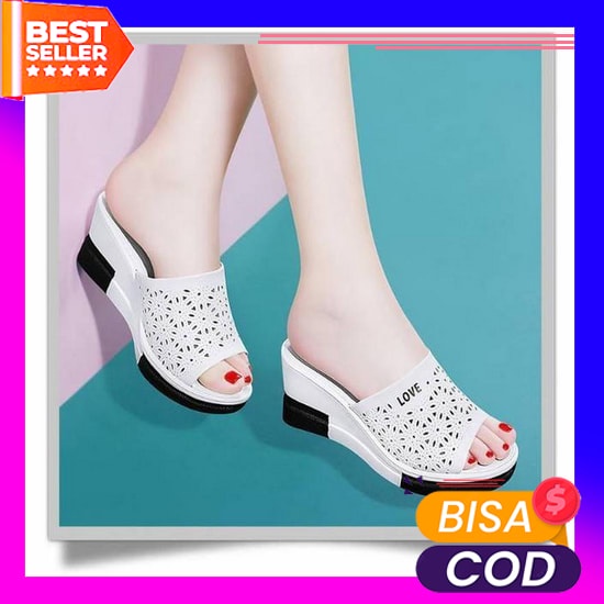 Wanita Wedges Casual Elegan Wejes Wedjes Weges Wej Gq90 Tl841 San Dn997 Sandal Ss28 Merah - Merah, H