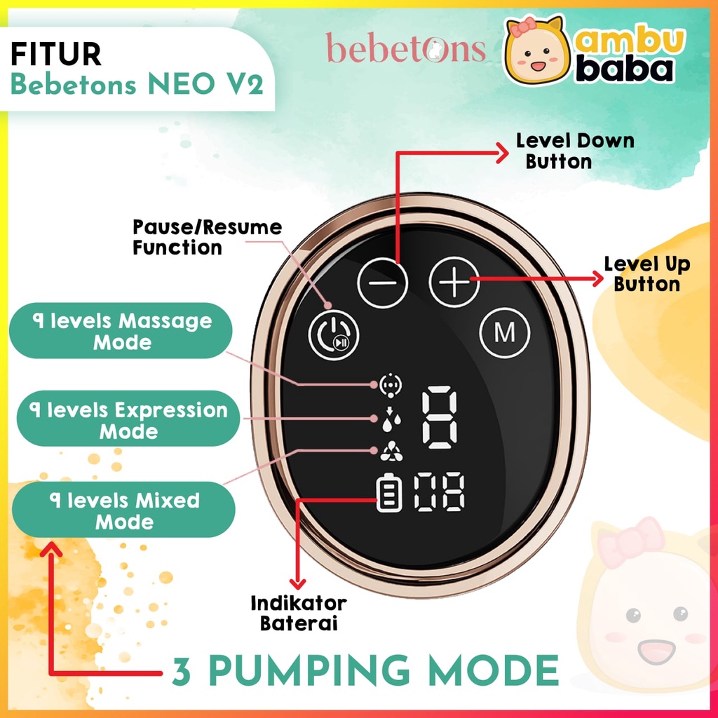 Bebetons Neo V2 Rechargeable single electric Breast pump