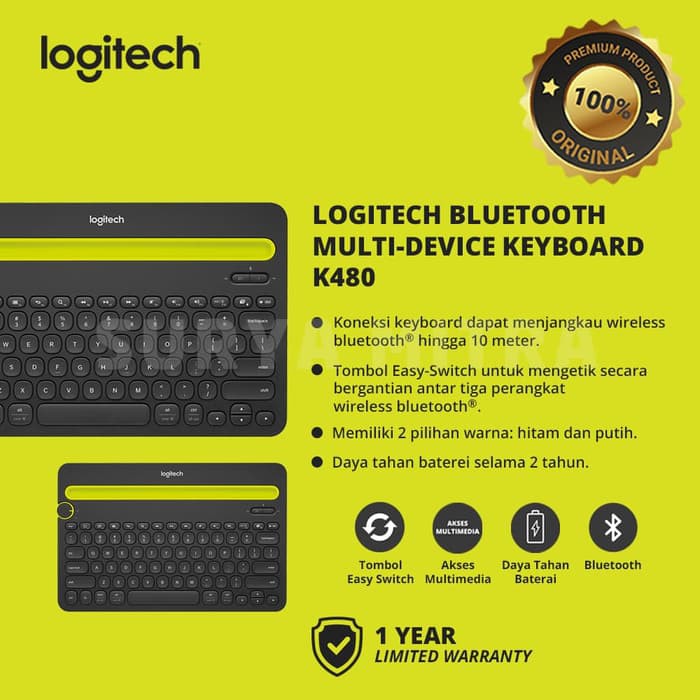 Keyboard Wireless Bluetooth Logitech K480 / K 480 Multi Device