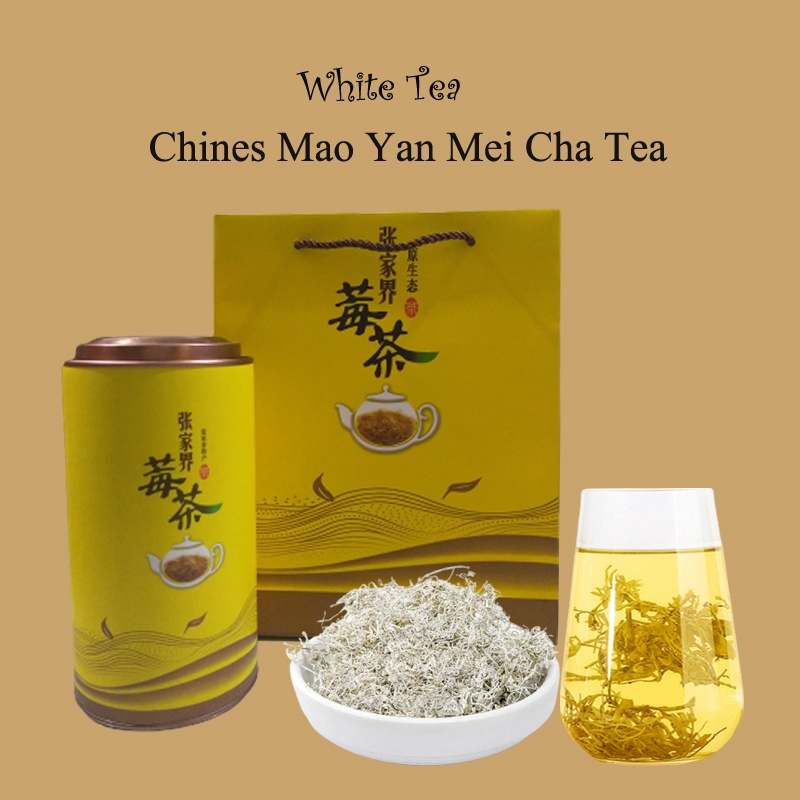 Teh Putih Cina Chines tea Zhangjiajie Mao Yan Mei Cha 100gr Kemasan Kaleng