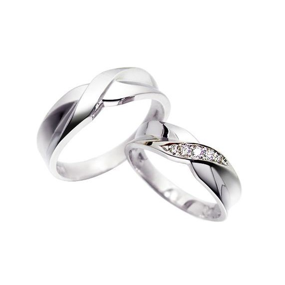 Cincin Perak Sepasang Pria Pasangan Ring Tunangan Emas Asli Platinum Lamaran Nikah Wanita CP161