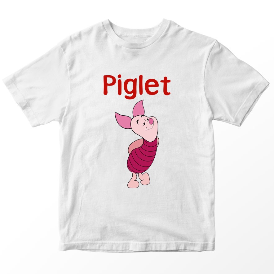 Kaos Winnie The Pooh Piglet Anak, Warna Putih Umur 1-10 Tahun