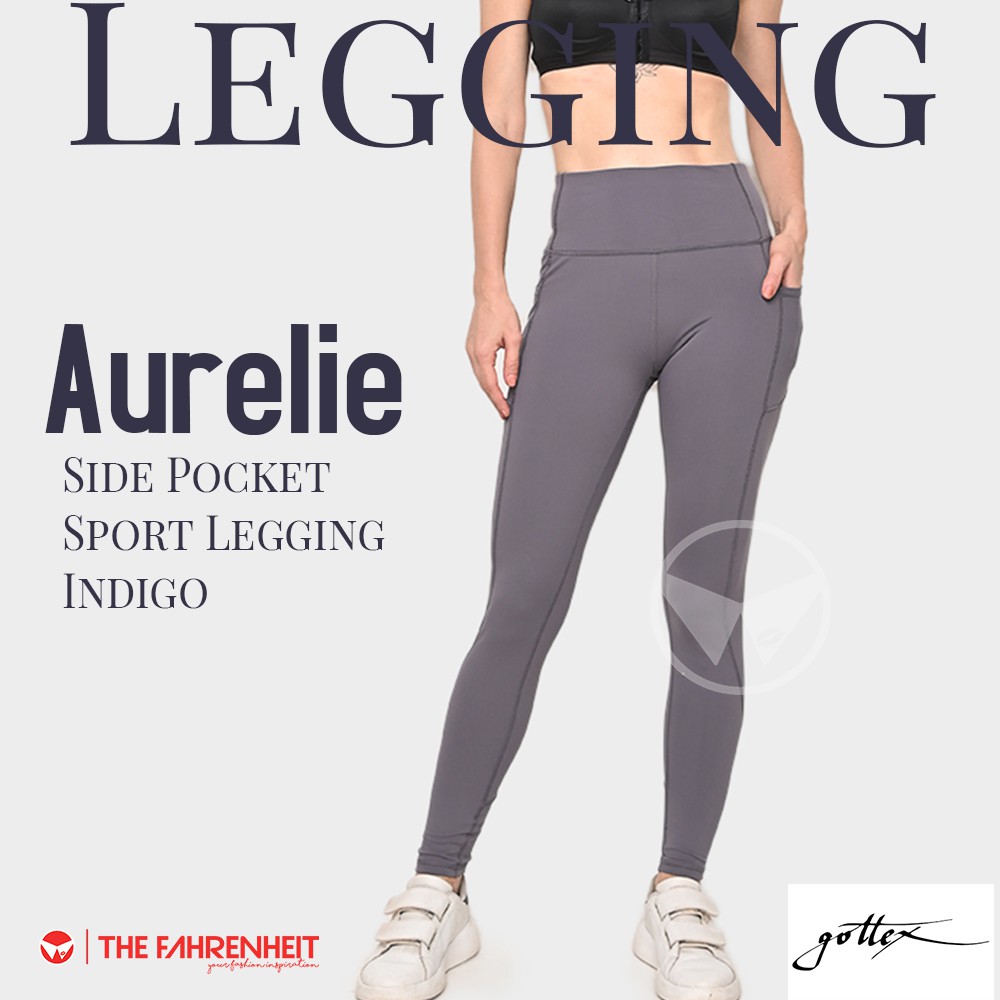 The-Fahrenheit Aurelie Gottex Side Pocket Sport Legging - Indigo