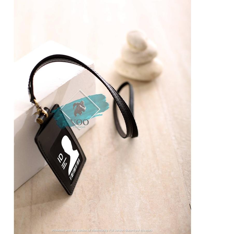 

Name Tag ID Card Holder Temboro HITAM ID Badge Leather Tersedia 2 Warna ,,