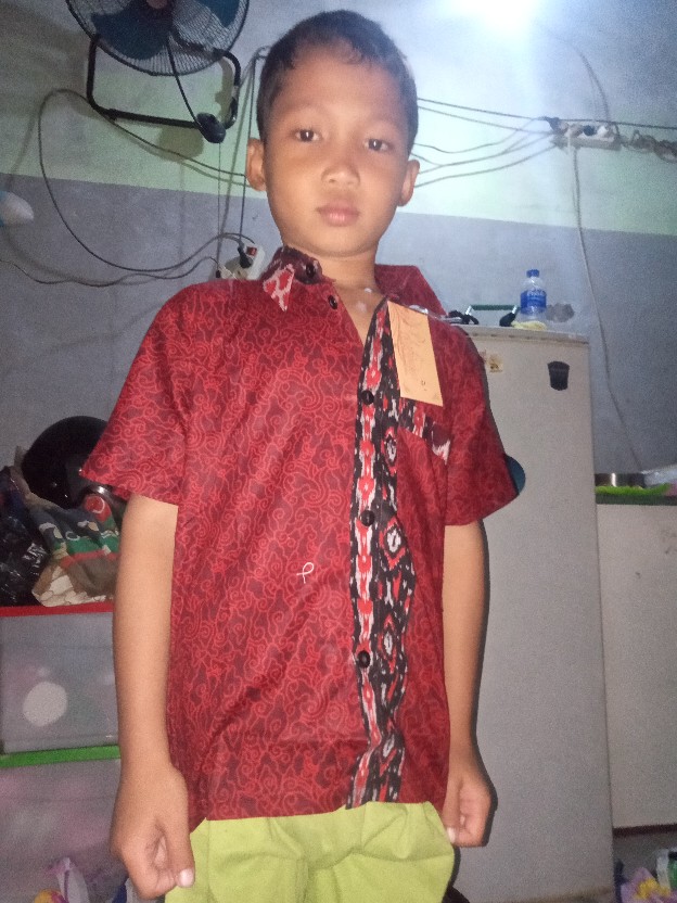 Couple Ayah Dan Anak Batik Megamendung Merah