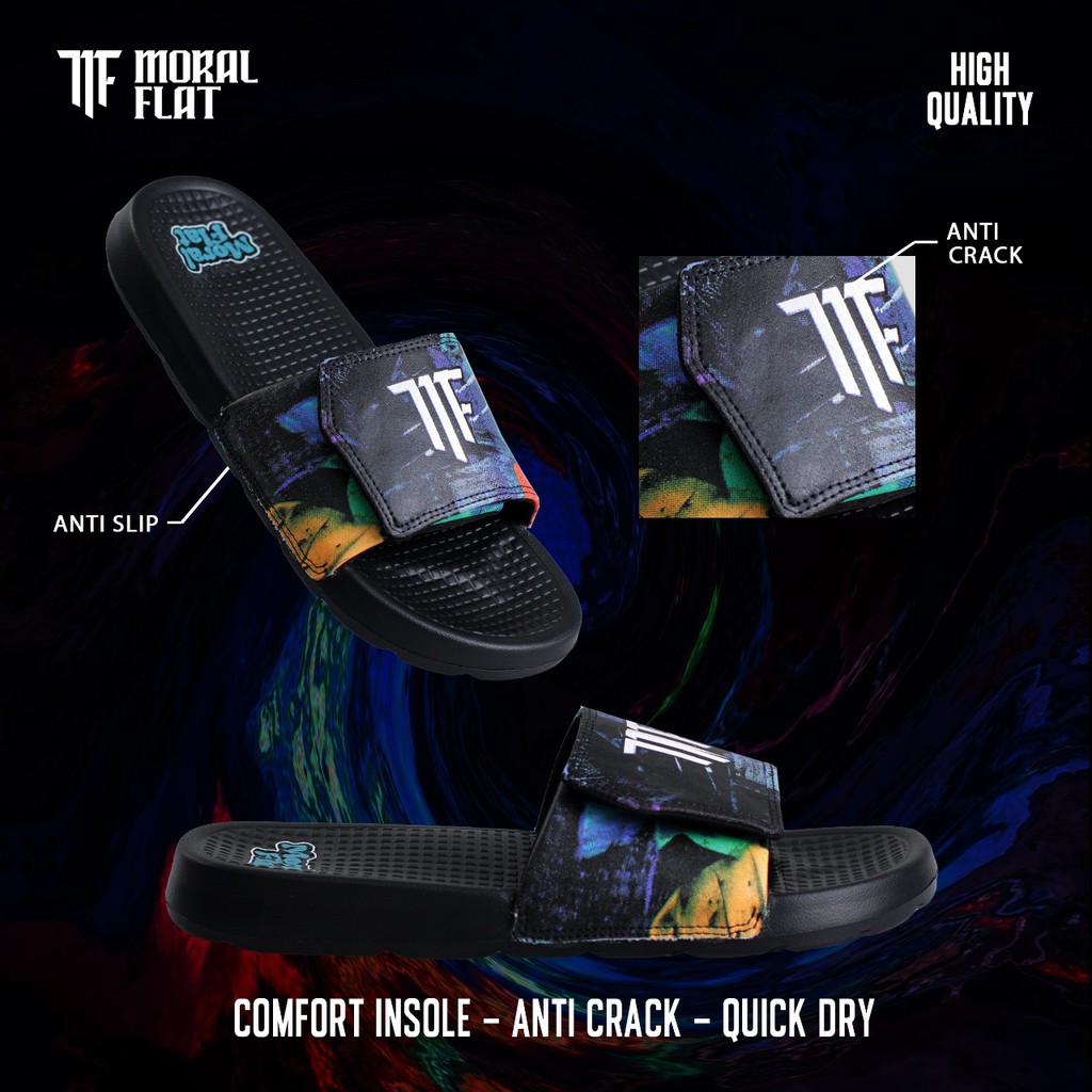 Moral Flat Sandal Slop Abstrak-Velcro-Artwork Canvas Series-Full Color-5