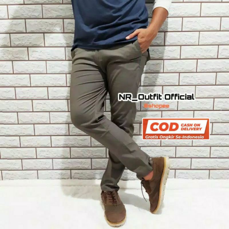 Celana Cinos Panjang Pria Chino Stretch Casual Slim Fit Chinos Cowok NVDMRH NR_Outfit Official COD