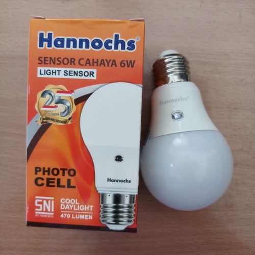 Hannochs - Bola  Lampu LED Sensor Cahaya - 6 watt - Cahaya Putih