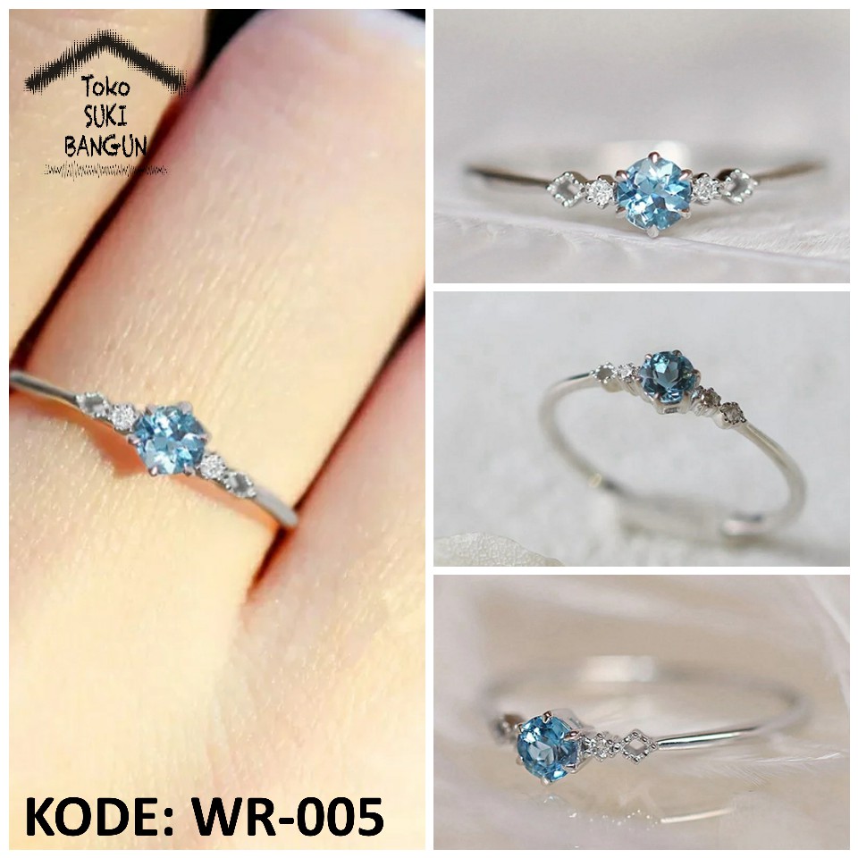 Cincin Wanita Women Ring Copper Light Blue WR-002