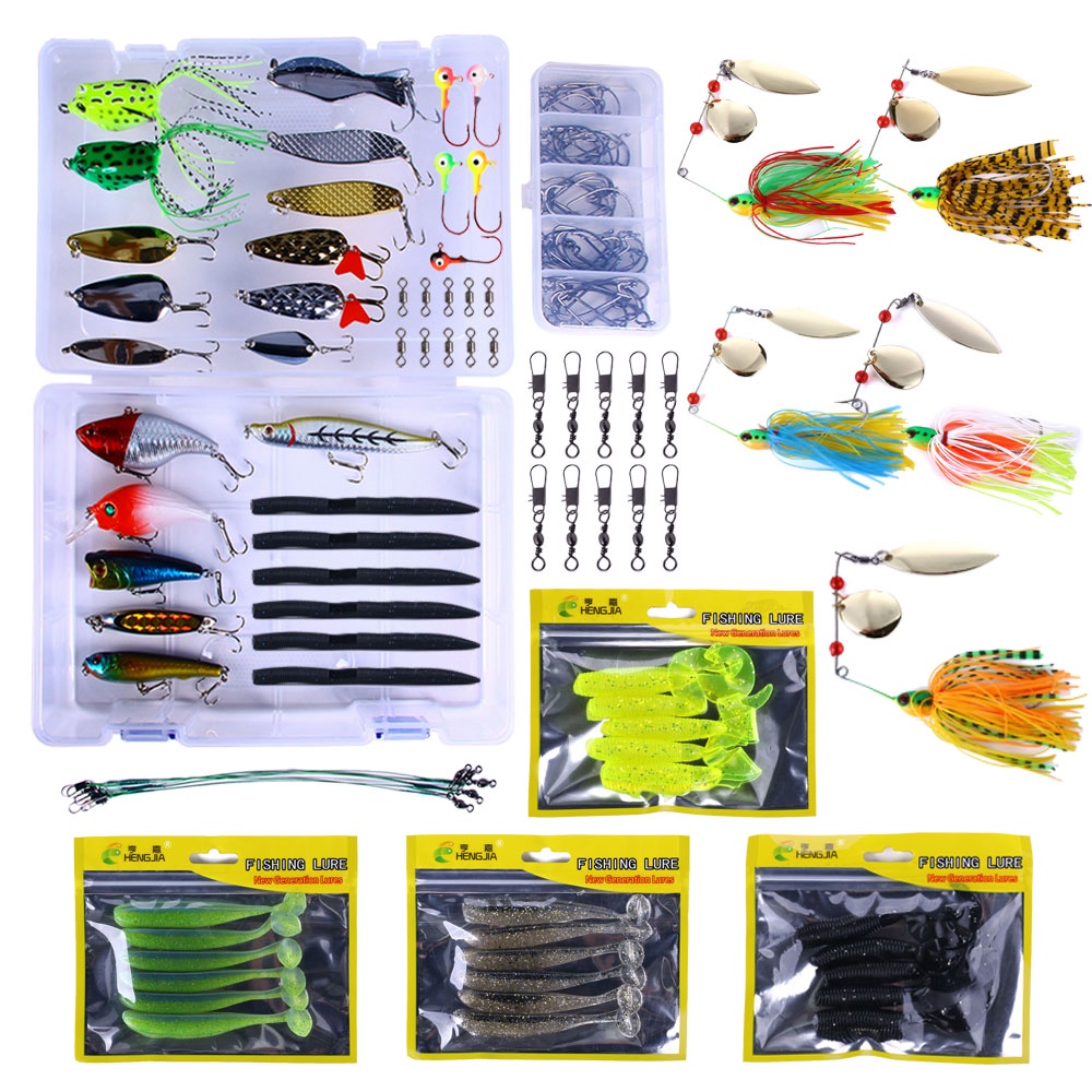 Hengjia Set Umpan Pancing Hardlure Bentuk Ikan Kecil Spinner Bahan Plastik