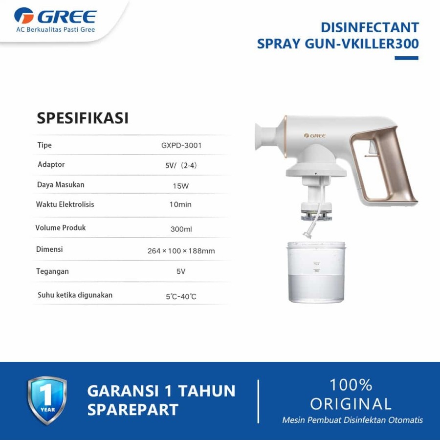 GREE Disinfectant Spray Gun GDSG-VKILLER300 Pembuat Cairan Disinfektan