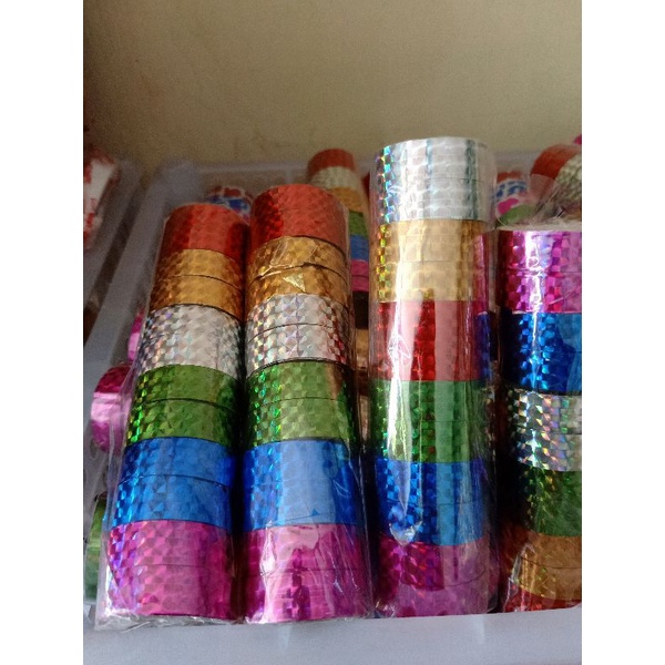 

((dian)) Alat tempel solatip metalik/solasi hologram kecil isi 12pcs
