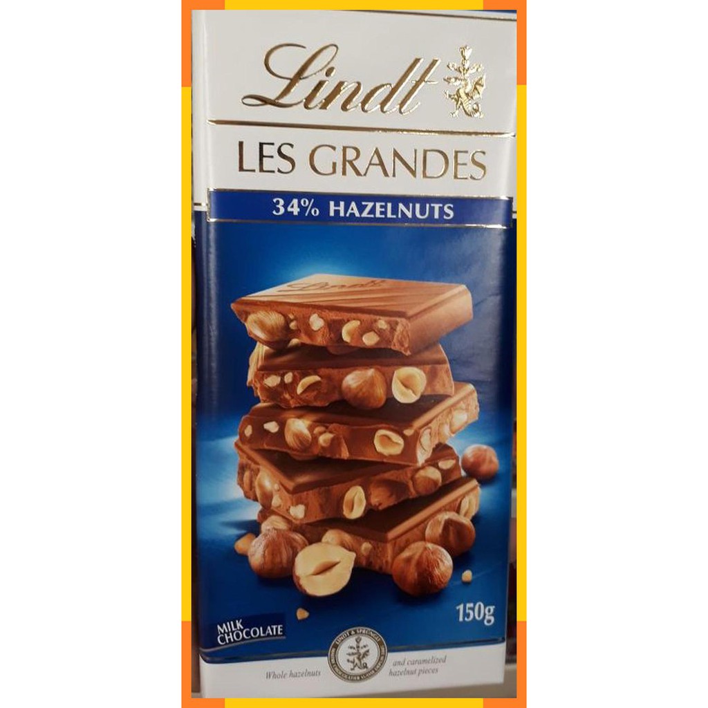 

Lindt Les Grandes milk chocolate with whole hazelnuts 150 gram